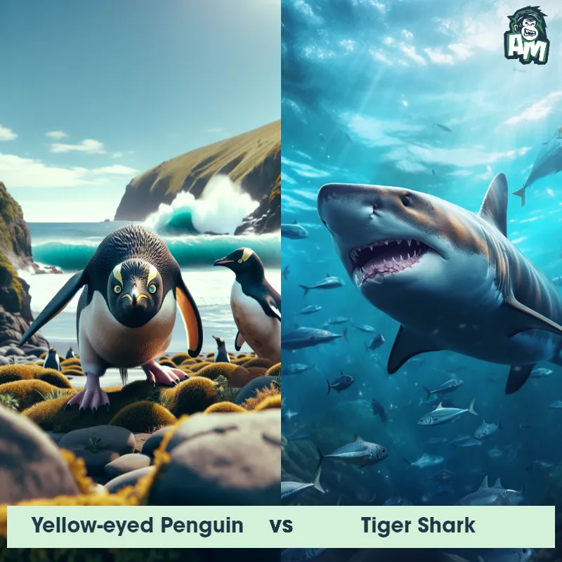 Yellow-eyed Penguin vs Tiger Shark - Animal Matchup